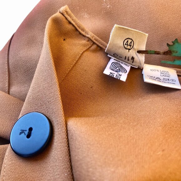 Krizia Italy Vintage Brown WOOL Lined Top Flounce Cuffs Button up Back - Picture 11 of 13